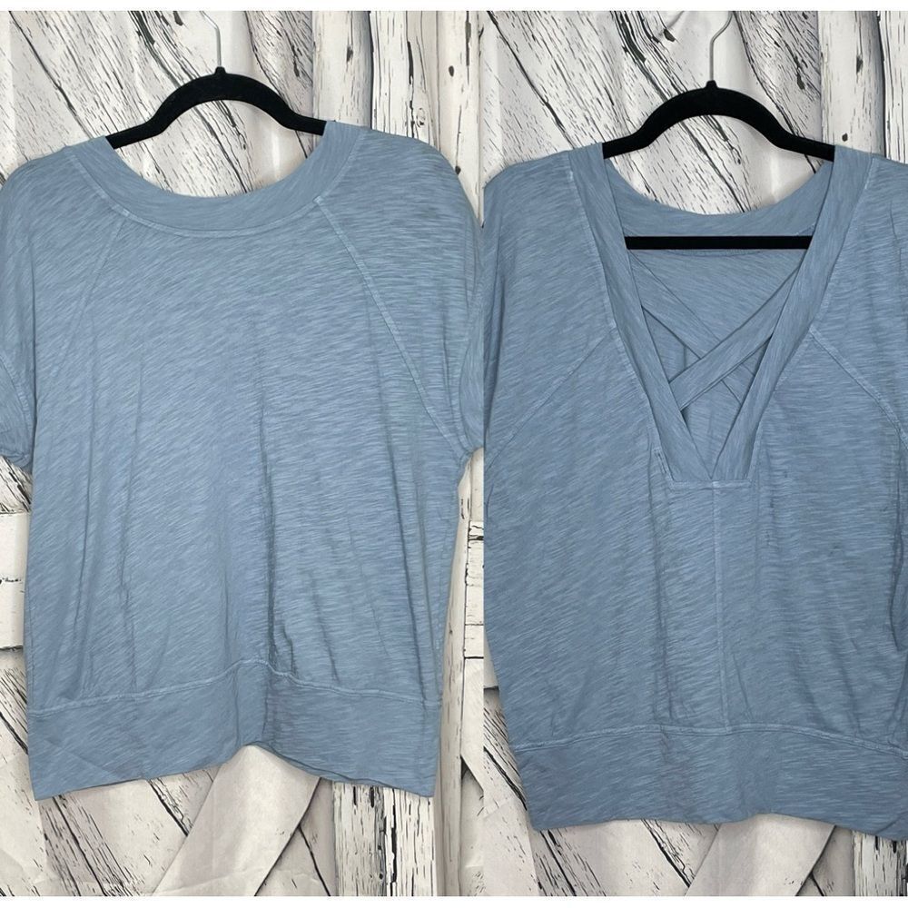 Bobi Open Back T-Shirt Raglan Sleeves Gray L